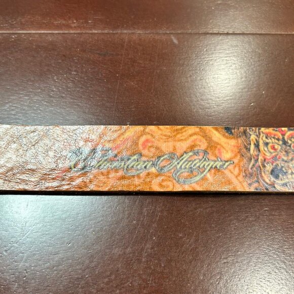Christian Audigier Vintage Handmade Genuine Leather Belt (Crystal/Stud/Demon) - Picture 3 of 10